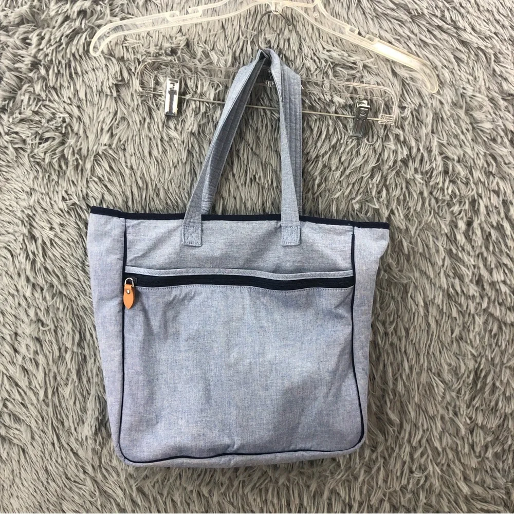 RL Ralph Lauren Tote Bag Blue Logo Diaper Bag Double Handle Pockets